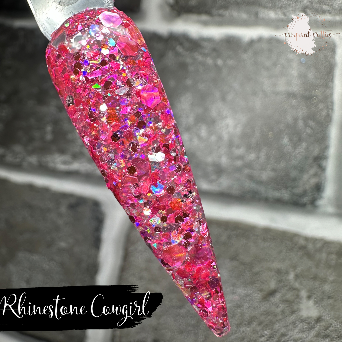 Rhinestone Cowgirl - Chunky Pink Holo Glitter Dip Powder
