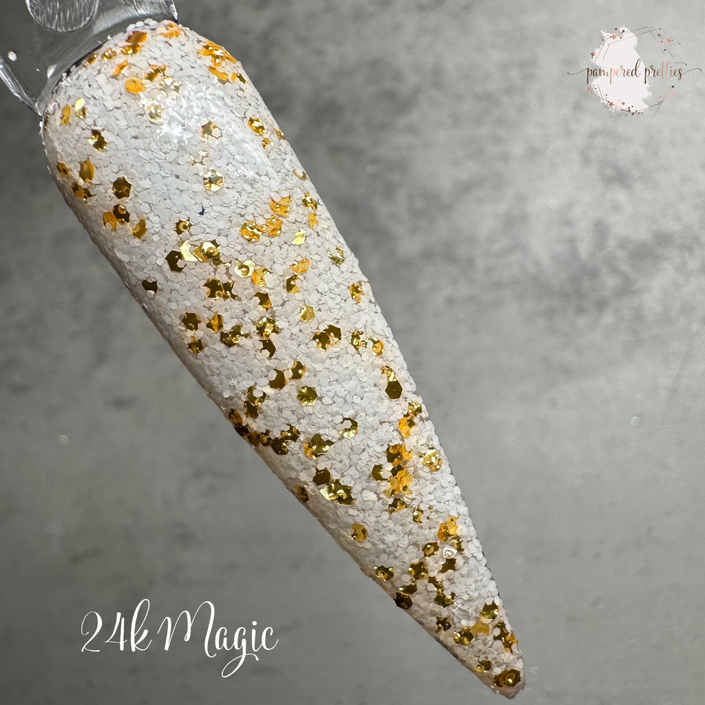 24k Magic - White and Gold Glitter Dip Powder