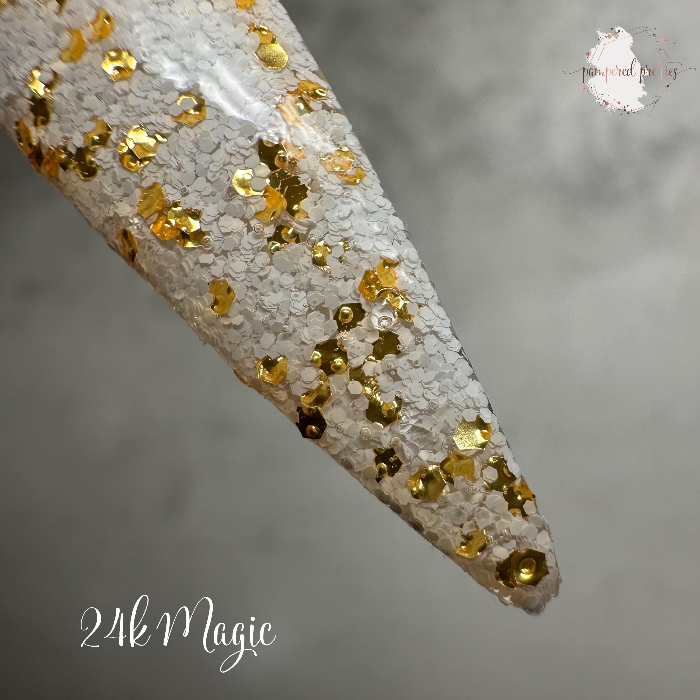 24k Magic - White and Gold Glitter Dip Powder