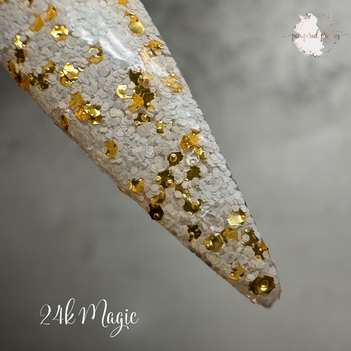 24k Magic - White and Gold Glitter Dip Powder