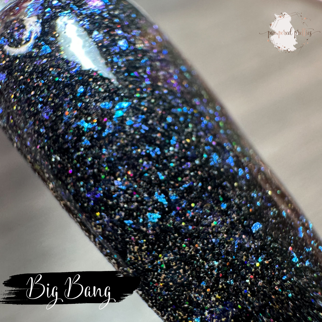 Big Bang - Black Holo Flakie Dip Powder - Pampered Pretties