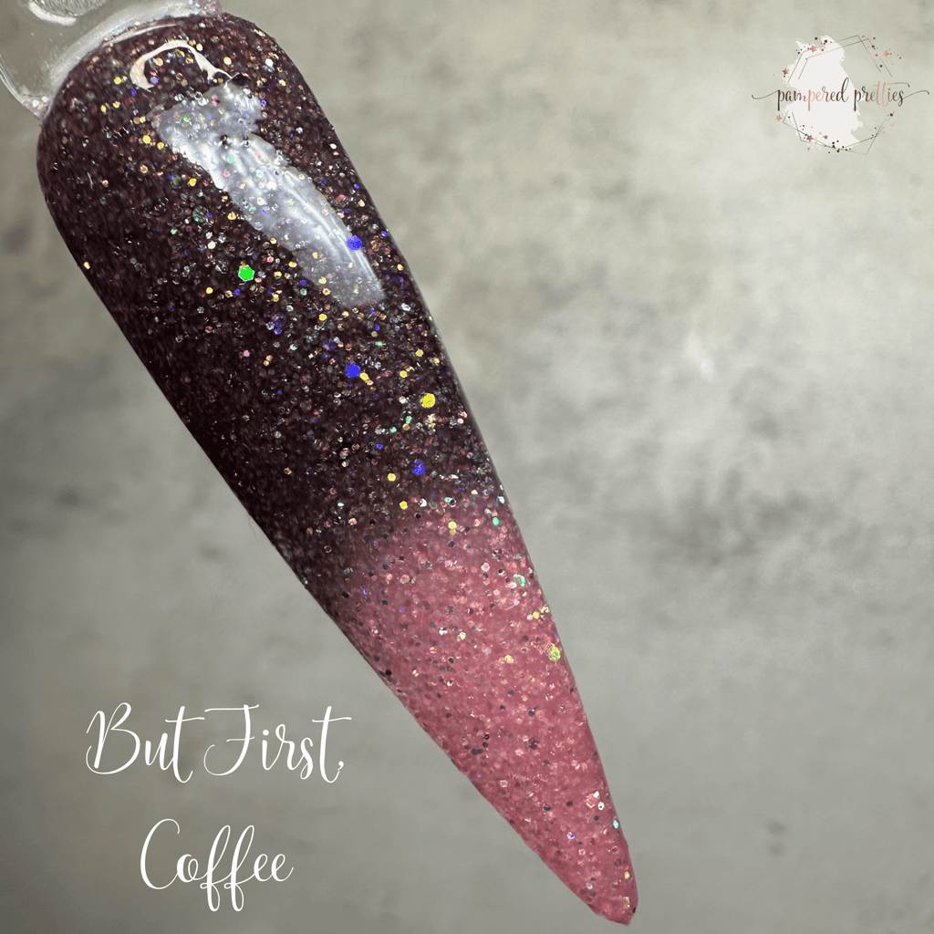 But First, Coffee - Holographic Glitter Thermal Dip Powder - Pampered Pretties