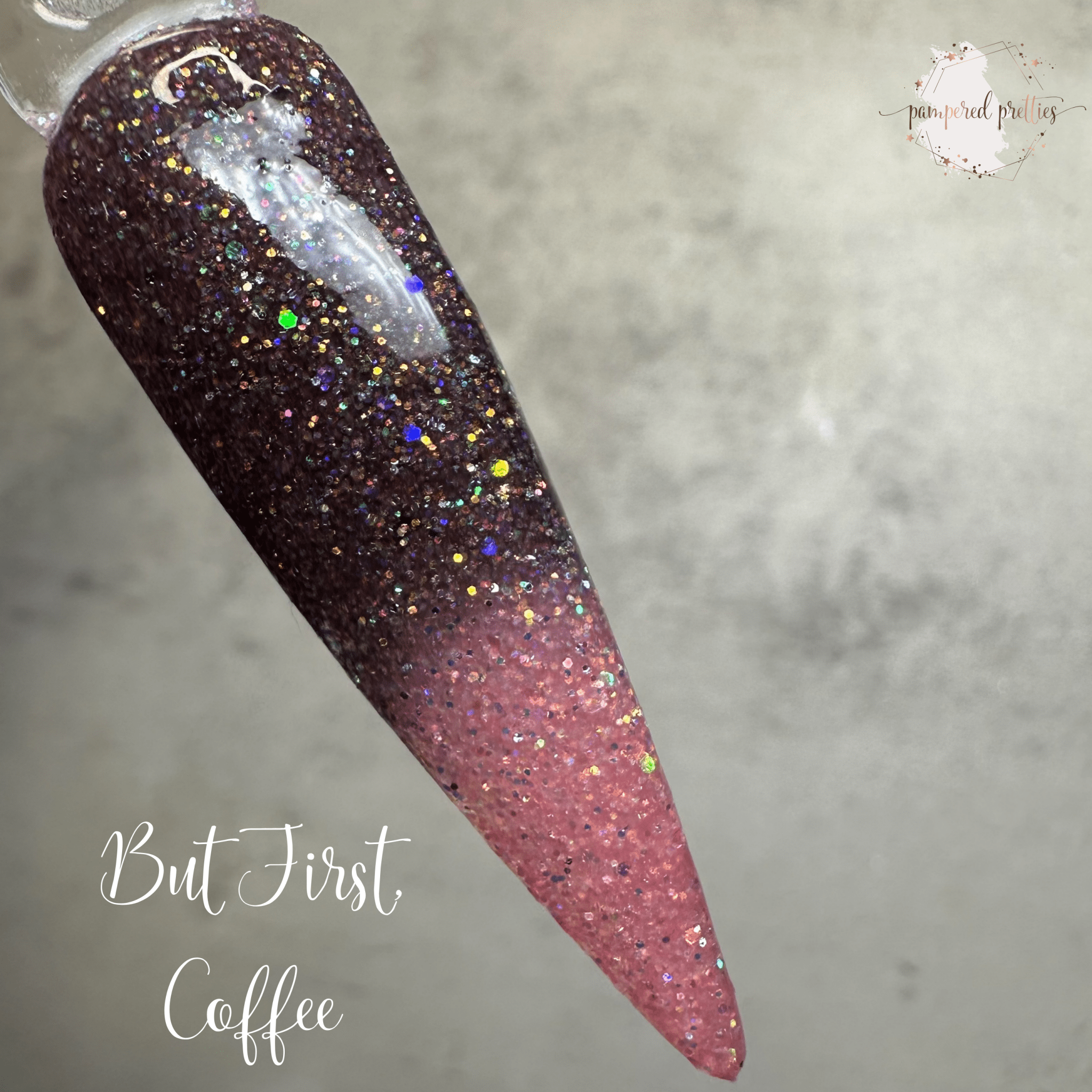 But First, Coffee - Holographic Glitter Thermal Dip Powder - Pampered Pretties