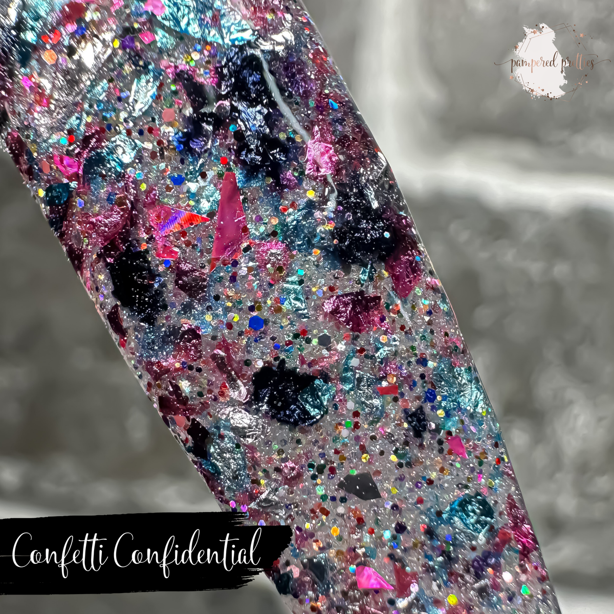 Confetti Confidential - Multicolor Flakie Dip Powder - Pampered Pretties