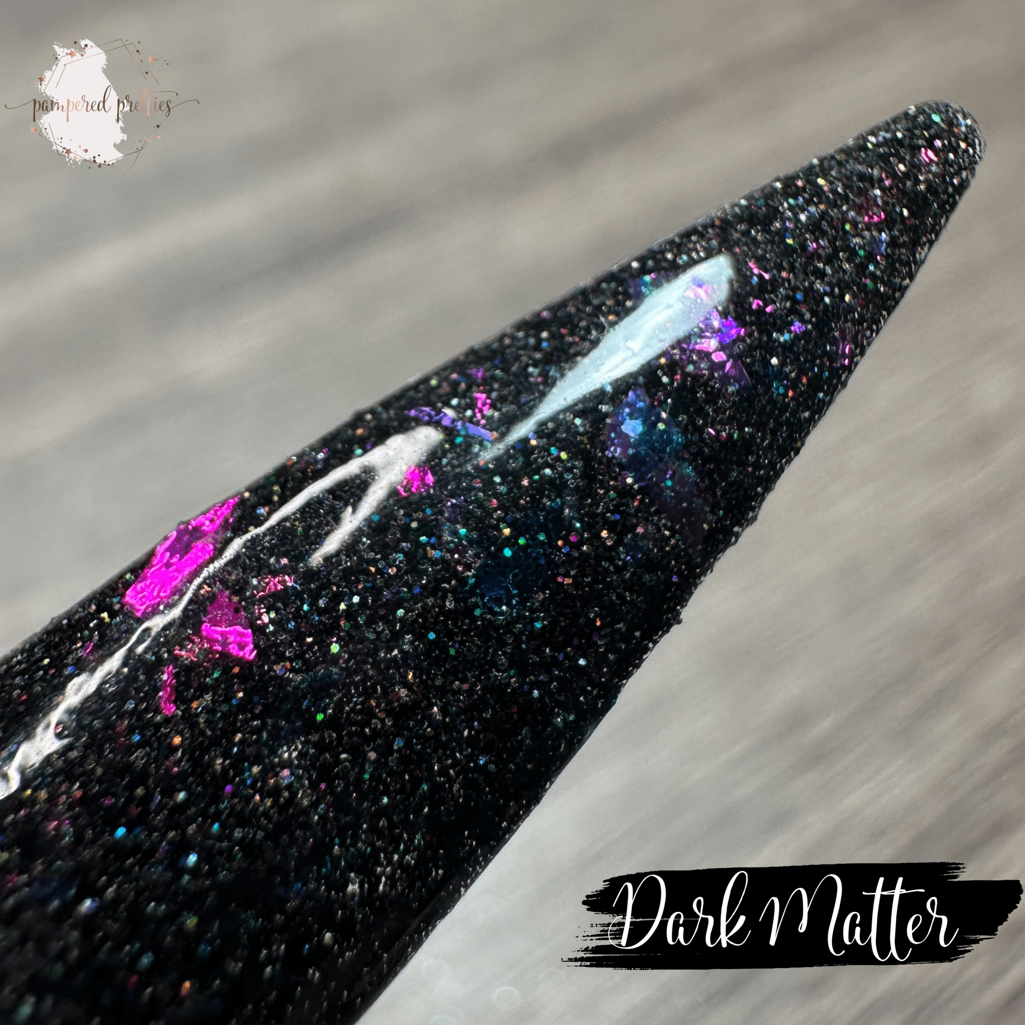 Dark Matter - Black Holo Flakie Dip Powder - Pampered Pretties