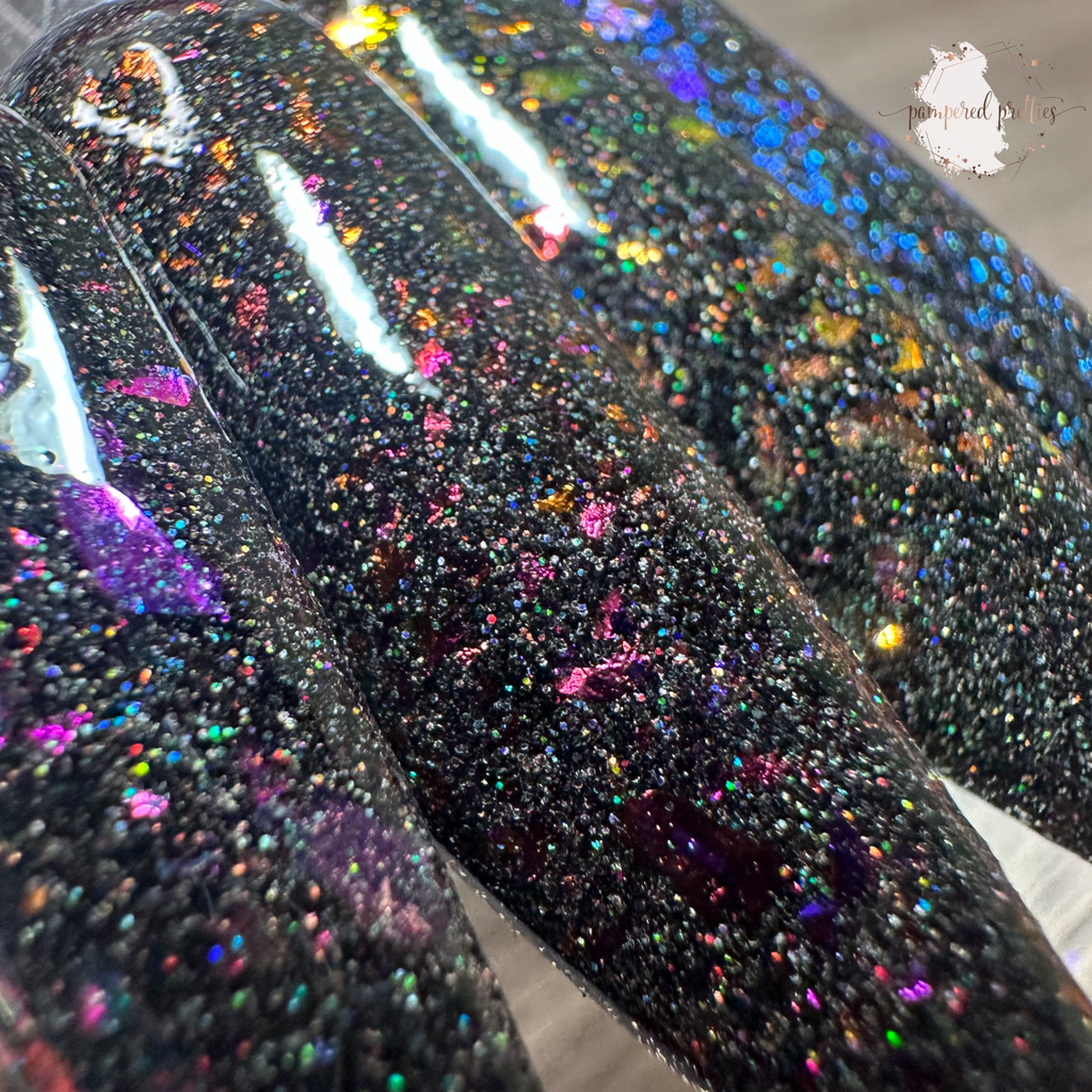 Dark Matter - Black Holo Flakie Dip Powder - Pampered Pretties