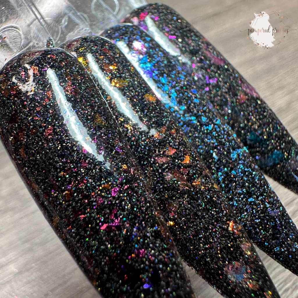 Dark Matter - Black Holo Flakie Dip Powder - Pampered Pretties