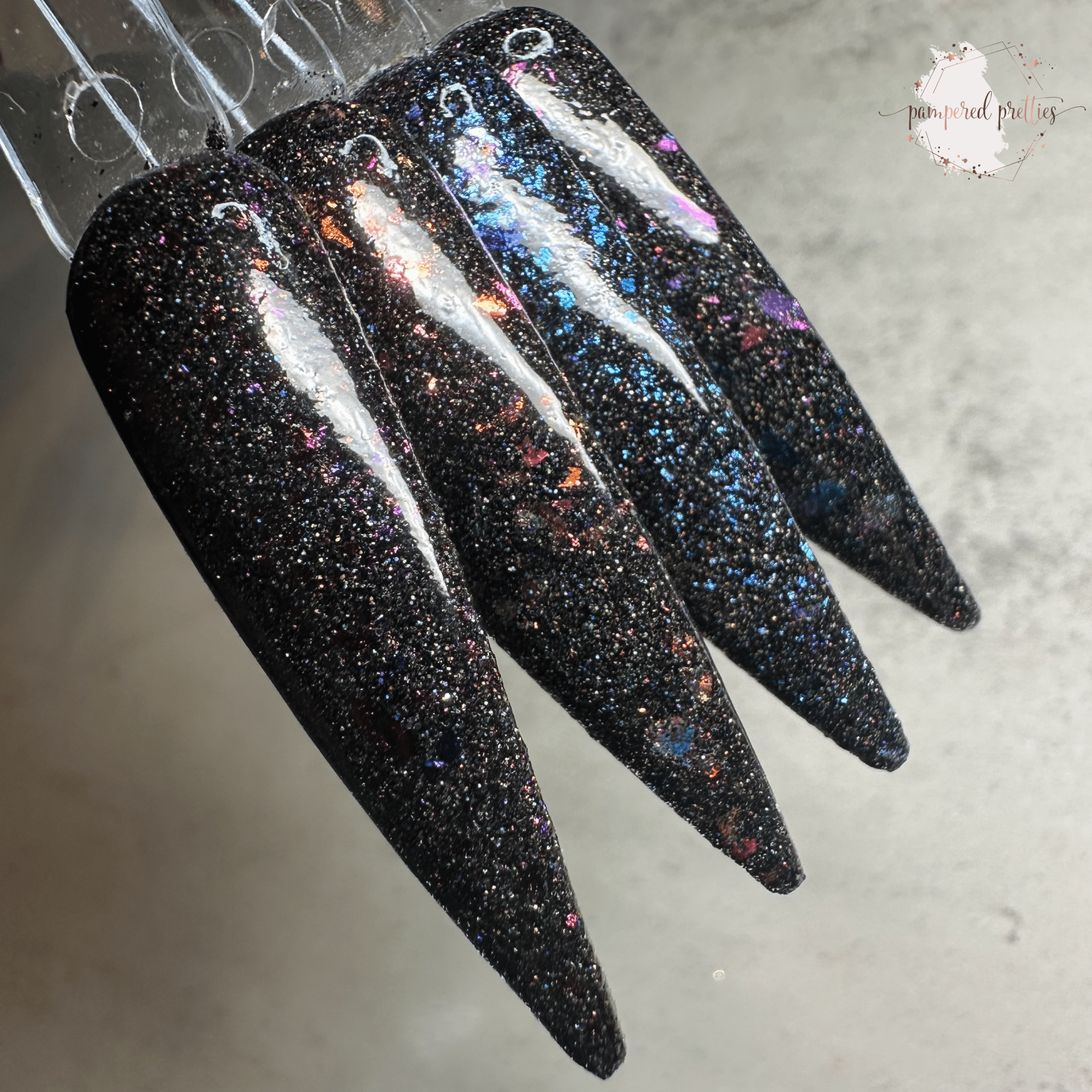 Dark Matter - Black Holo Flakie Dip Powder - Pampered Pretties