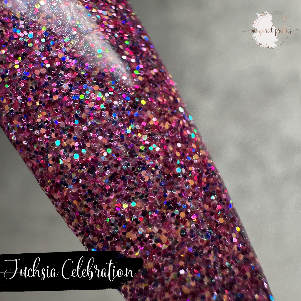 Fuchsia Celebration - Multicolor Glitter Dip Powder - Pampered Pretties