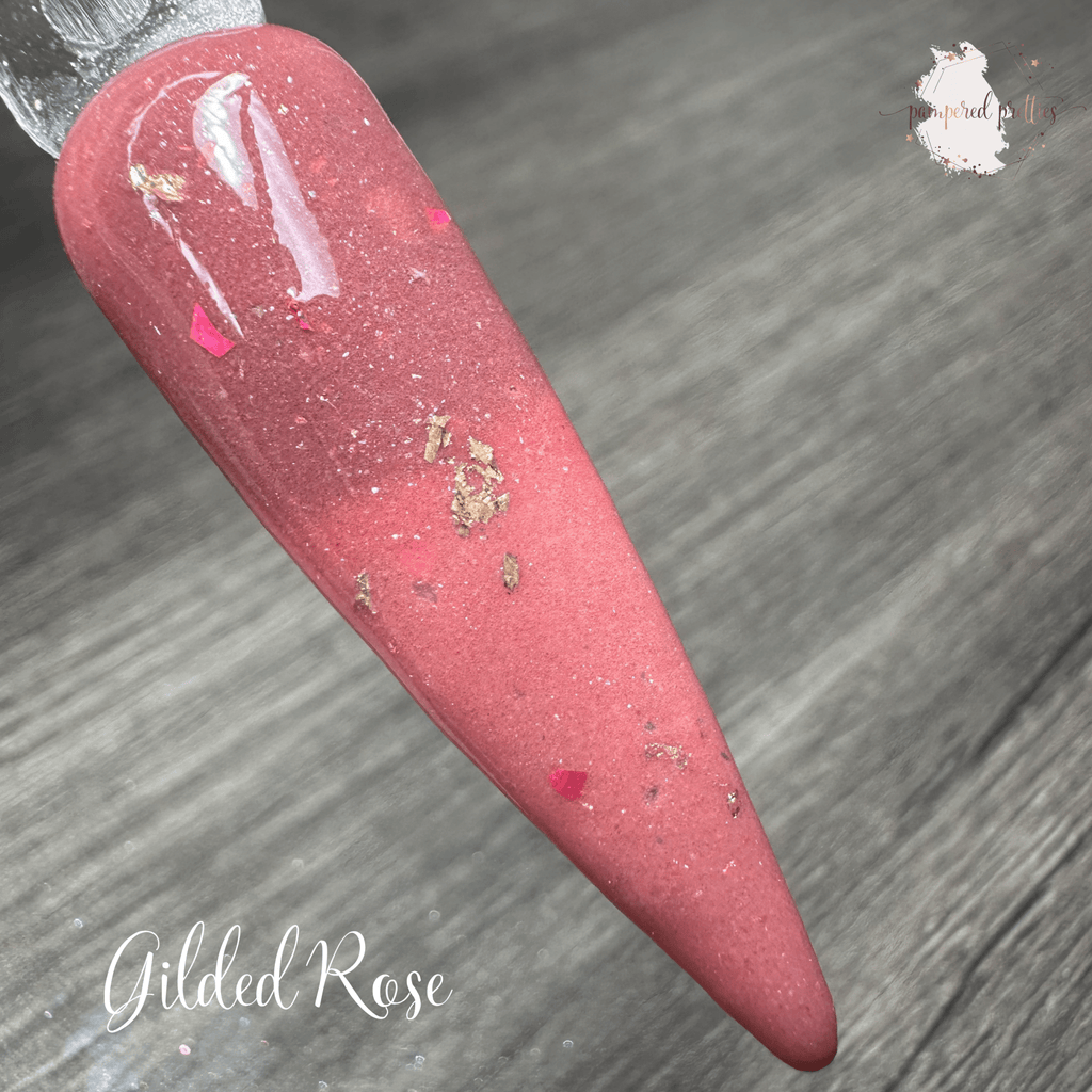 Gilded Rose - Shimmer Dip Powder with Gold Leaf - Pampered Pretties