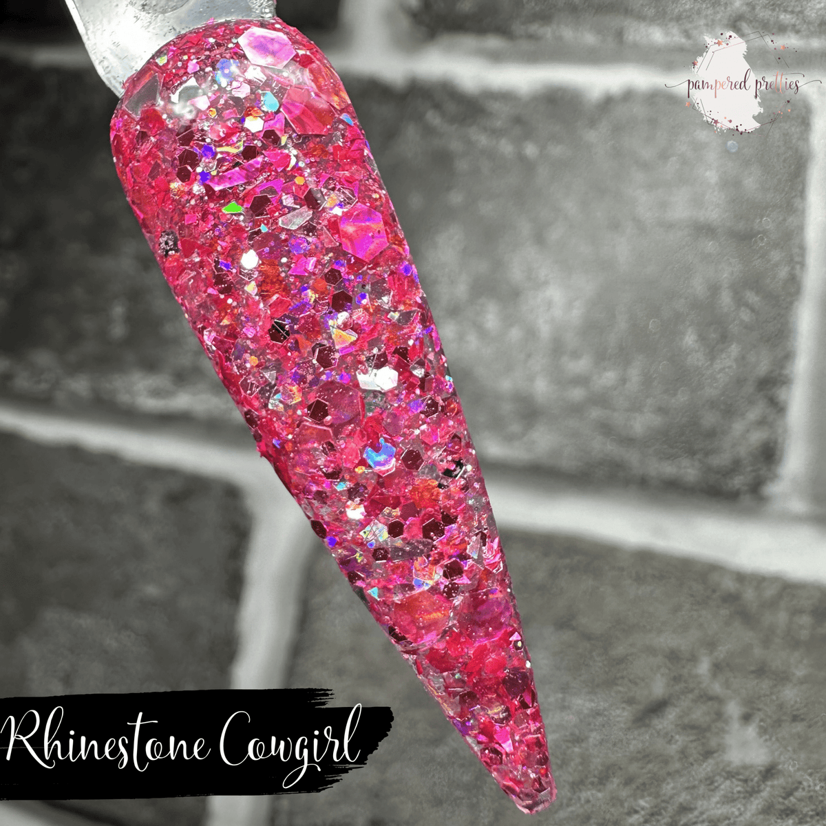 Rhinestone Cowgirl - Chunky Pink Holo Glitter Dip Powder - Pampered Pretties