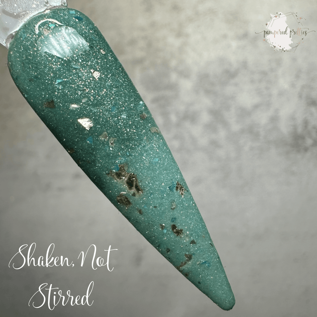 Shaken, Not Stirred - Sage Thermal Shimmer Dip Powder with Gold Foil - Pampered Pretties
