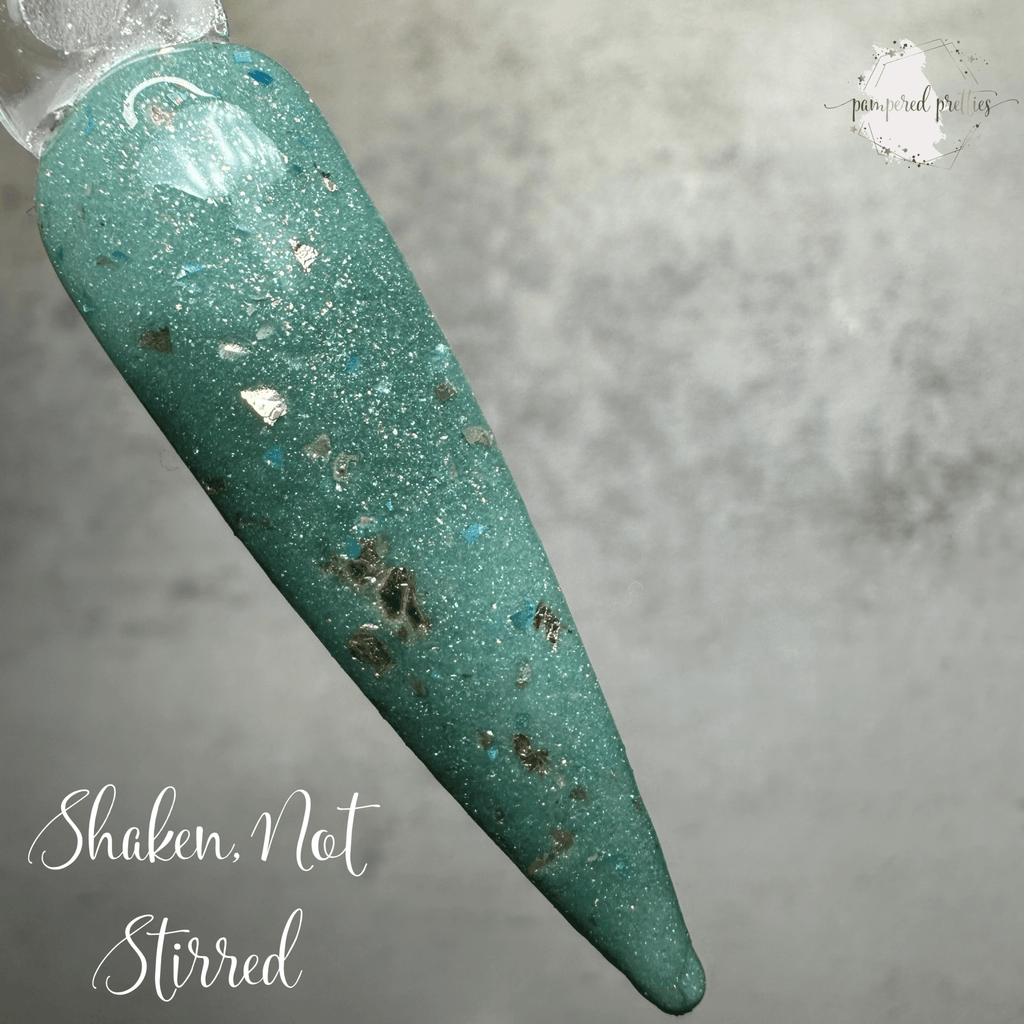 Shaken, Not Stirred - Sage Thermal Shimmer Dip Powder with Gold Foil - Pampered Pretties