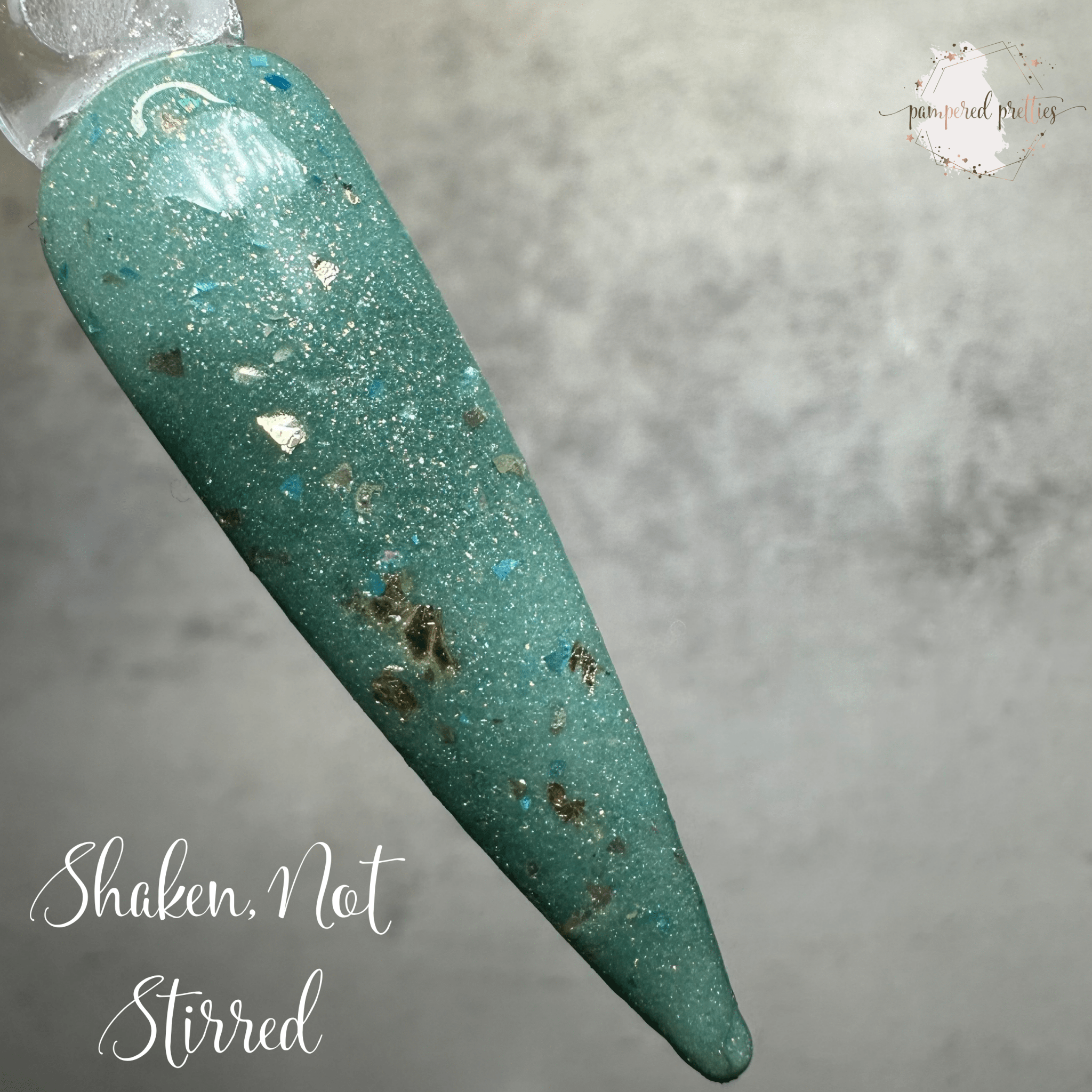 Shaken, Not Stirred - Sage Thermal Shimmer Dip Powder with Gold Foil - Pampered Pretties