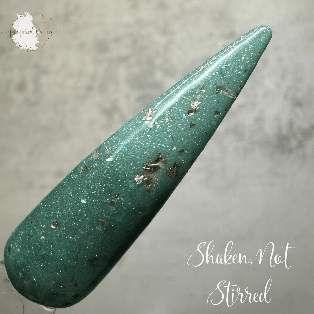 Shaken, Not Stirred - Sage Thermal Shimmer Dip Powder with Gold Foil - Pampered Pretties