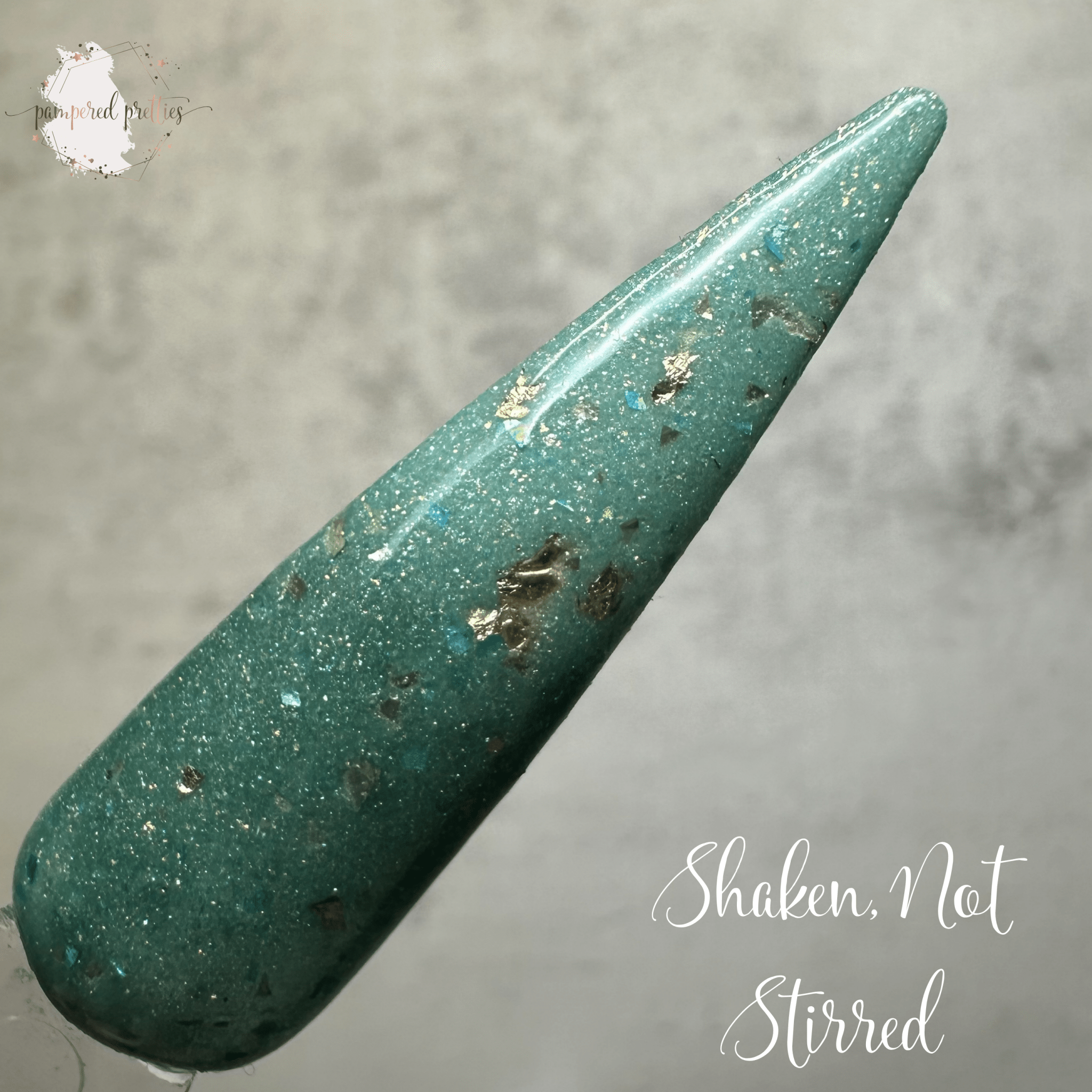 Shaken, Not Stirred - Sage Thermal Shimmer Dip Powder with Gold Foil - Pampered Pretties