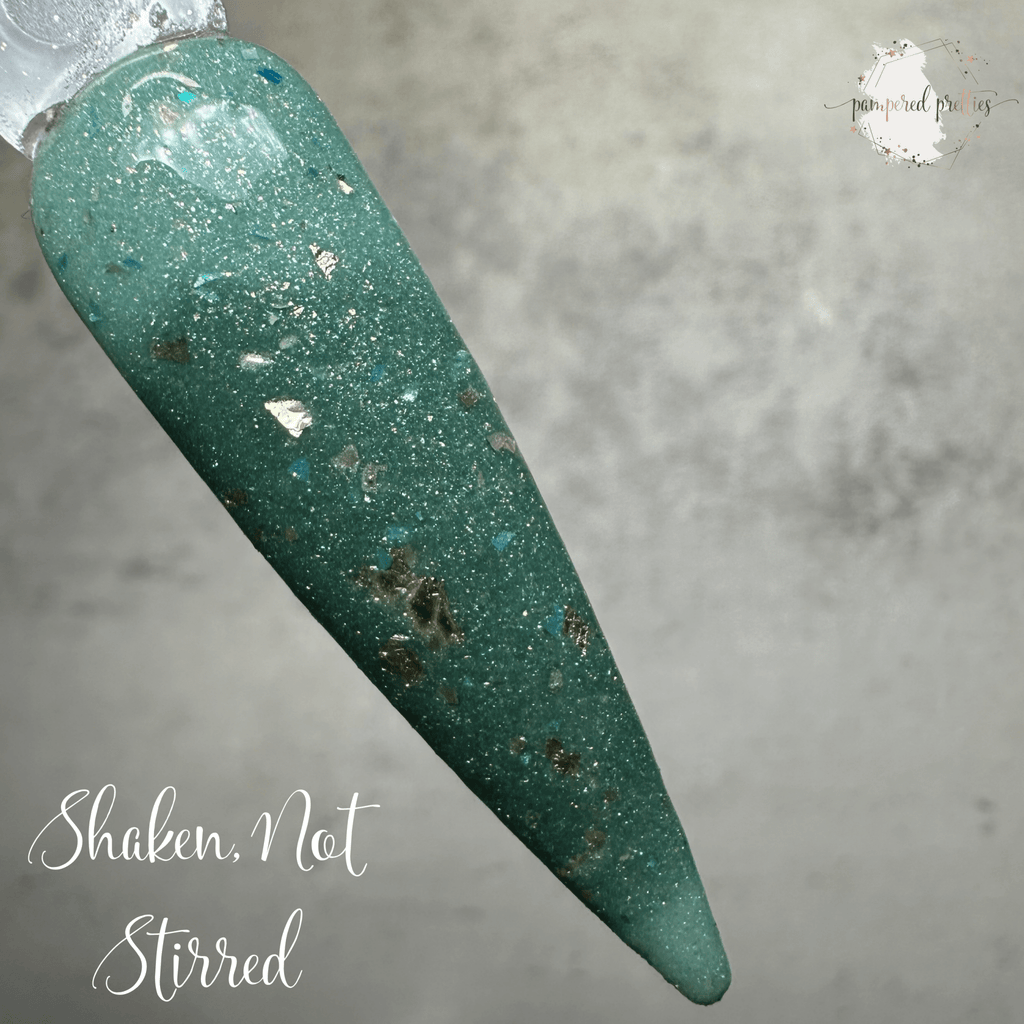 Shaken, Not Stirred - Sage Thermal Shimmer Dip Powder with Gold Foil - Pampered Pretties