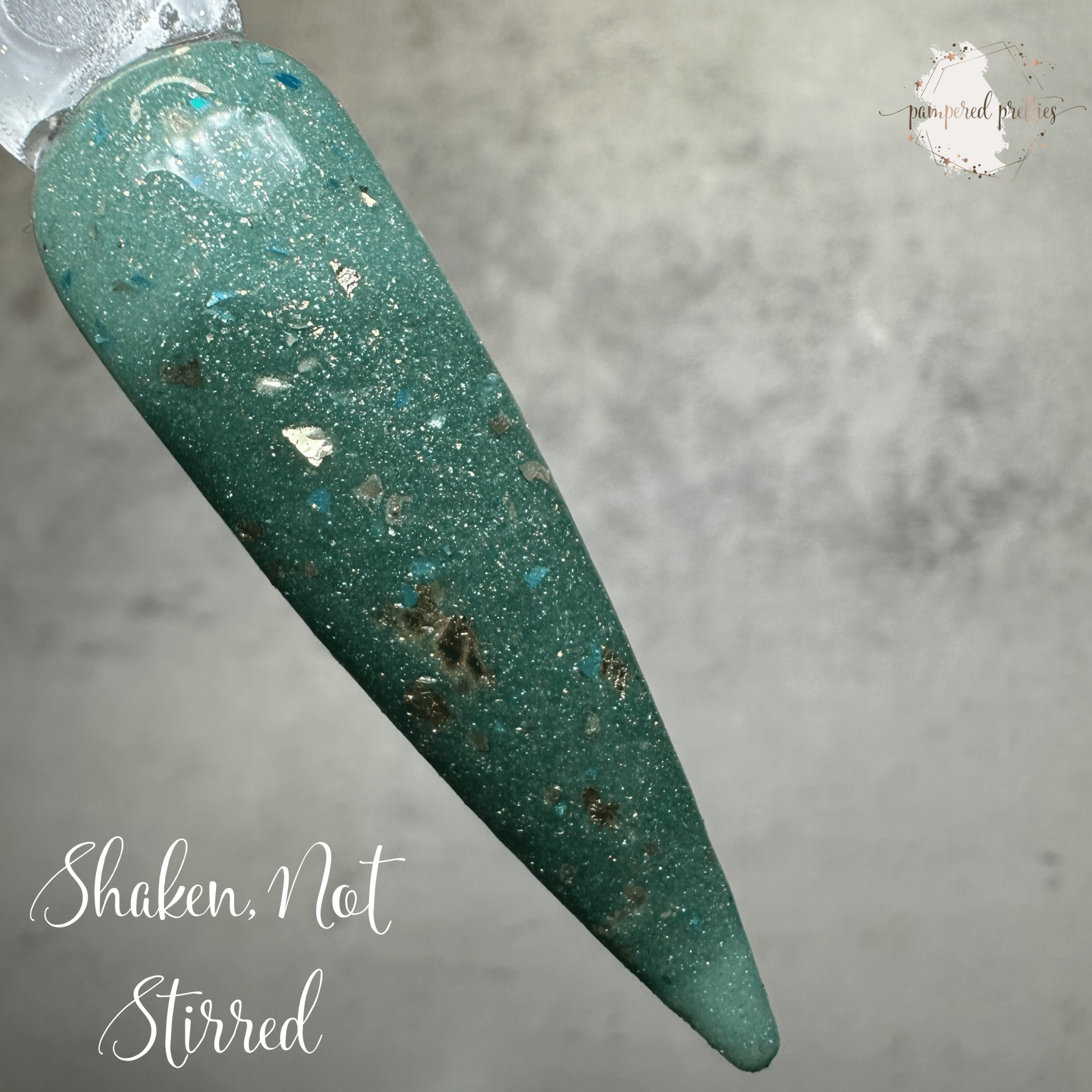 Shaken, Not Stirred - Sage Thermal Shimmer Dip Powder with Gold Foil - Pampered Pretties