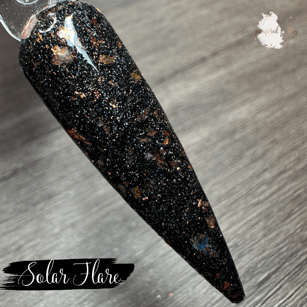 Solar Flare - Black Holo Flakie Dip Powder - Pampered Pretties