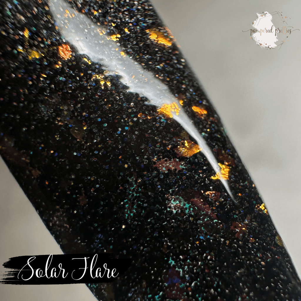 Solar Flare - Black Holo Flakie Dip Powder - Pampered Pretties