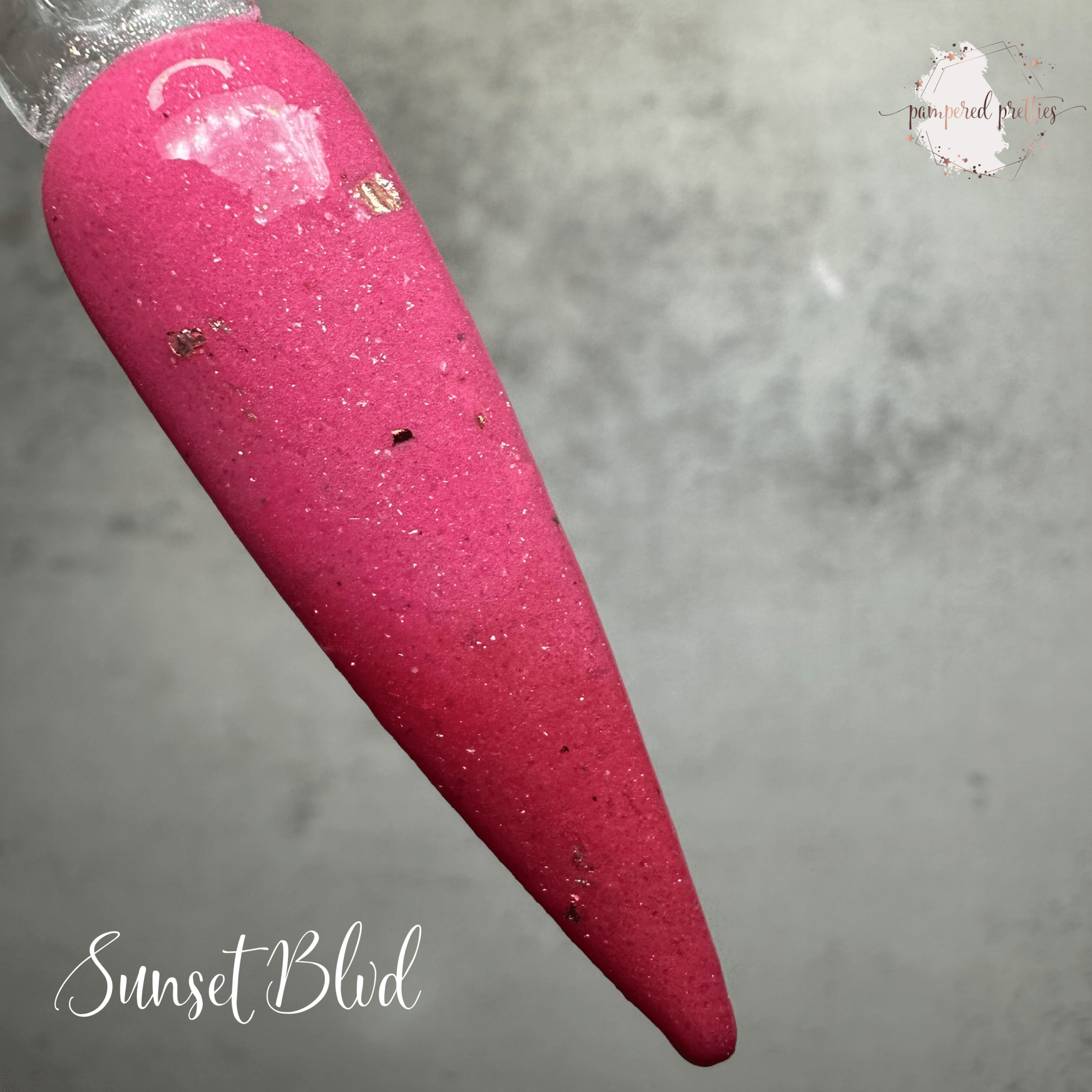 Sunset Boulevard - Pink Thermal Shimmer Dip Powder with Gold Foil - Pampered Pretties
