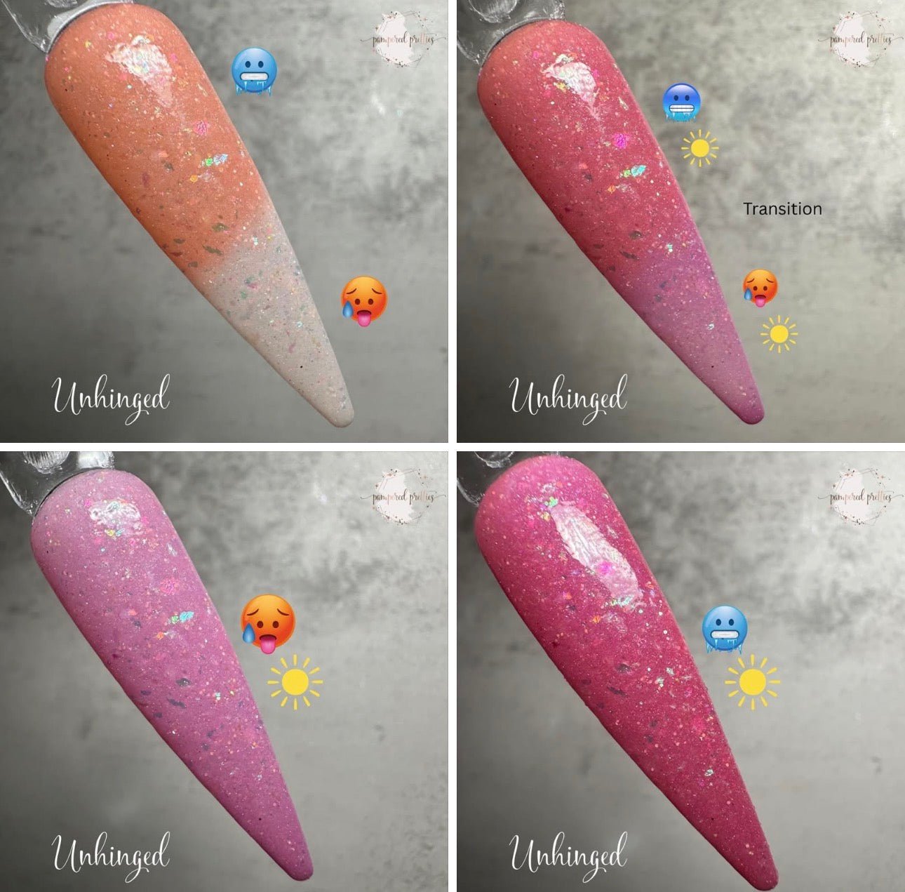 Unhinged - Thermal UV Glow Flakie Dip Powder - Pampered Pretties