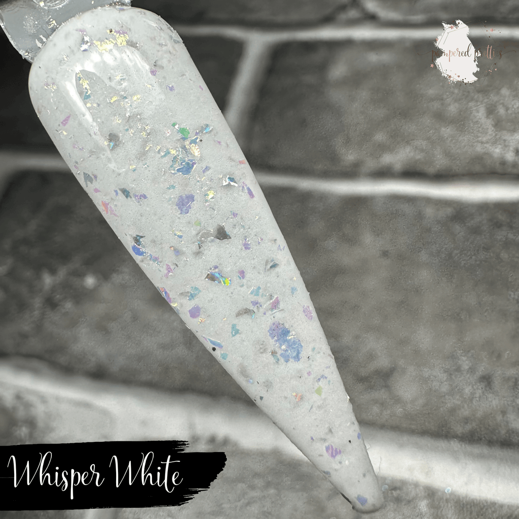 Whisper White - White Flakie Dip Powder - Pampered Pretties
