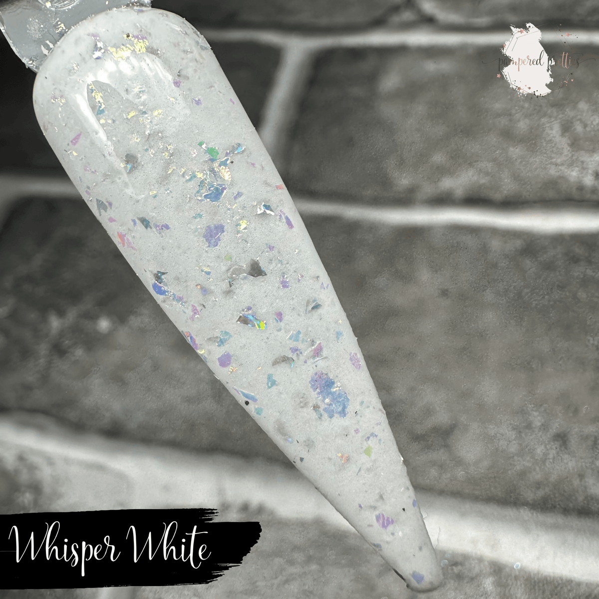 Whisper White - White Flakie Dip Powder - Pampered Pretties