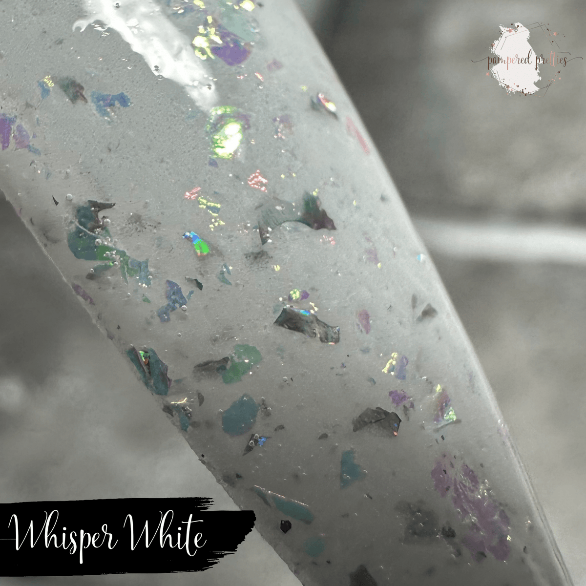 Whisper White - White Flakie Dip Powder - Pampered Pretties