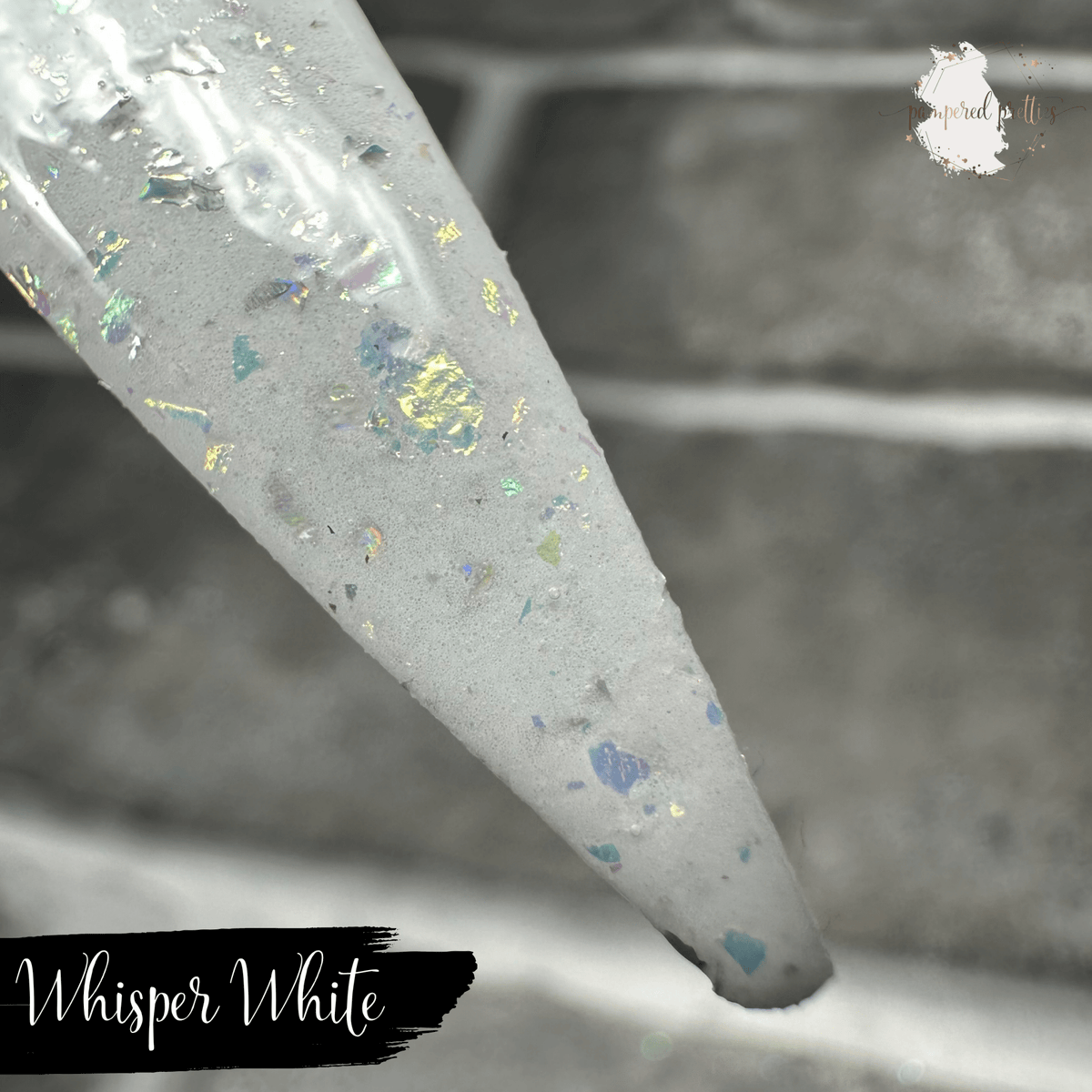 Whisper White - White Flakie Dip Powder - Pampered Pretties