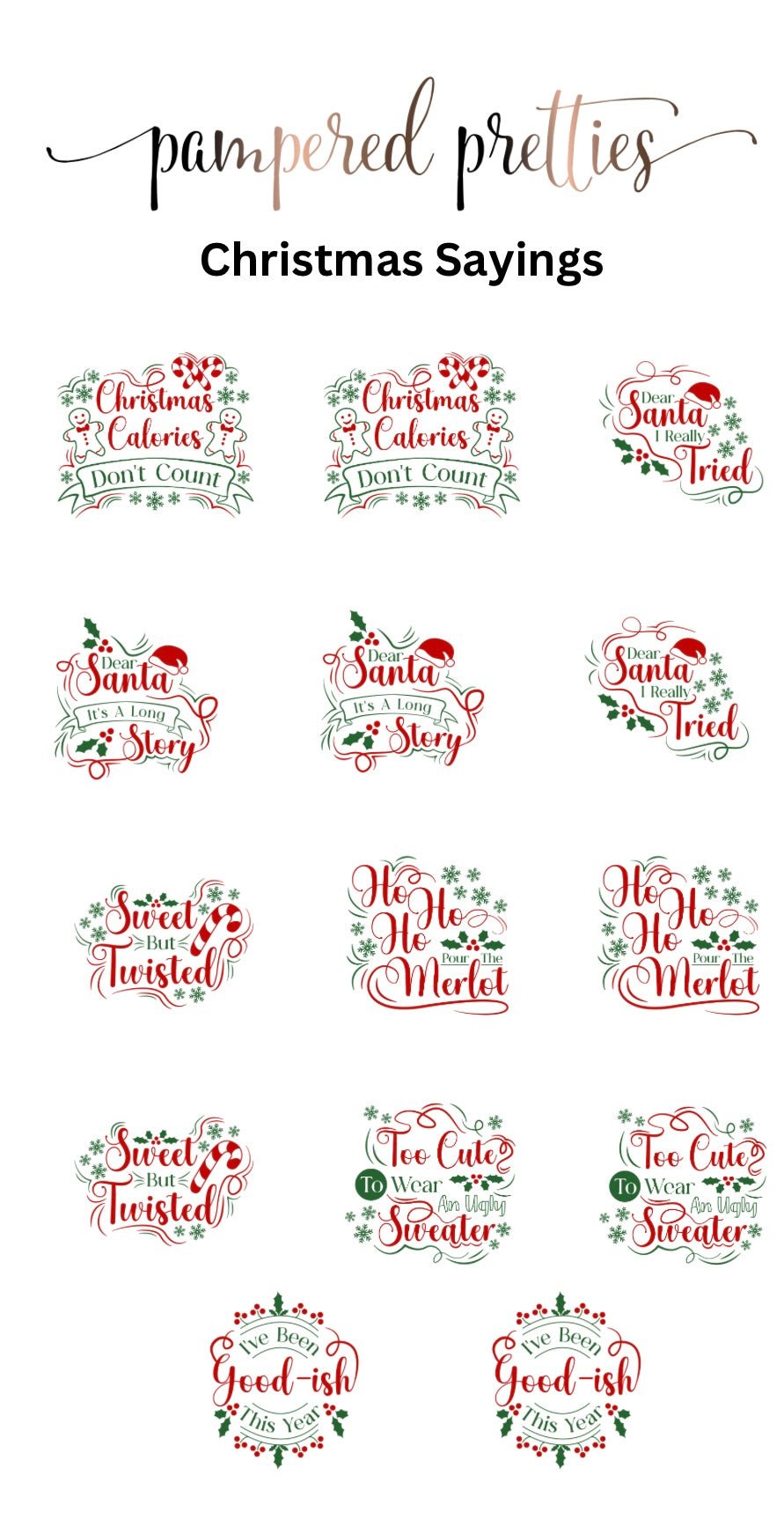 Christmas Sayings - Pampered Pretties