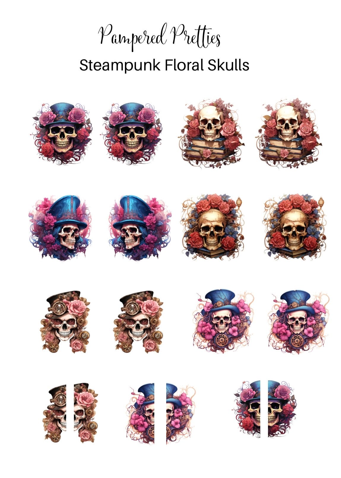 Steampunk Floral Skulls - Pampered Pretties