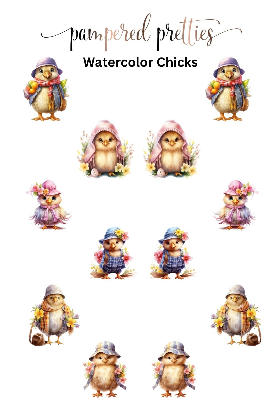 Watercolor Chicks - Pampered Pretties
