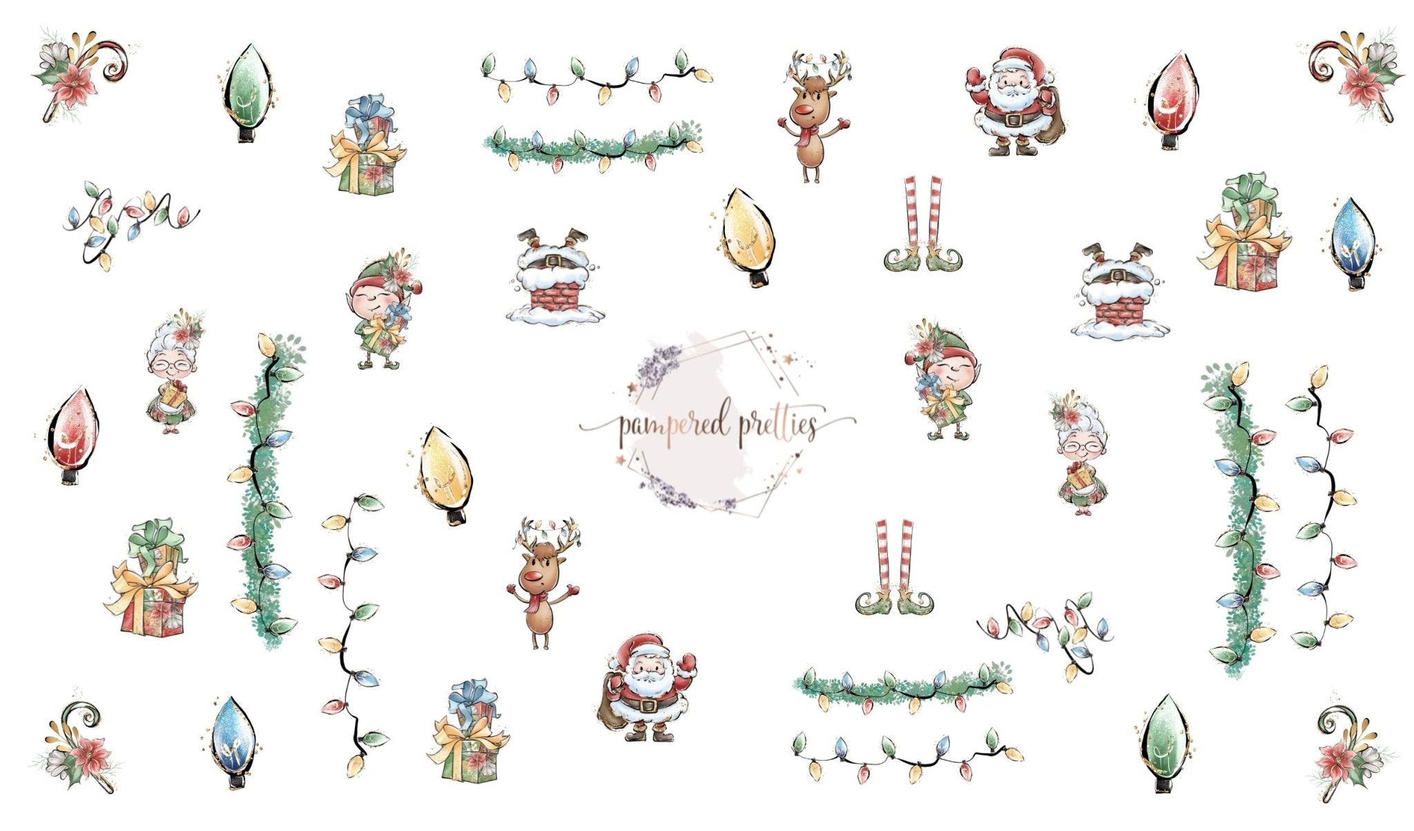 Watercolor Christmas Decals - Pampered Pretties